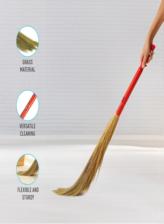 Presto! Amazon Brand- Shubh Laxmi Grass Hard_Floor Broom- Red - Image 2